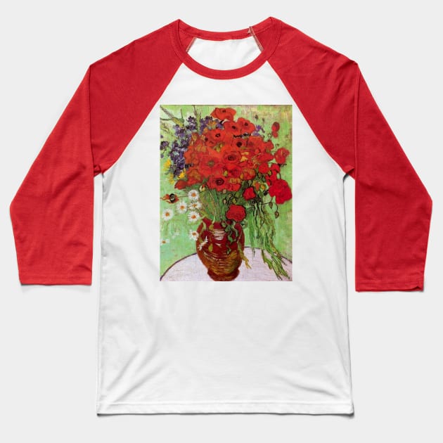 Red Poppies and Daisies by Vincent van Gogh Baseball T-Shirt by MasterpieceCafe